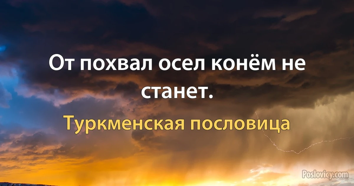 От похвал осел конём не станет. (Туркменская пословица)