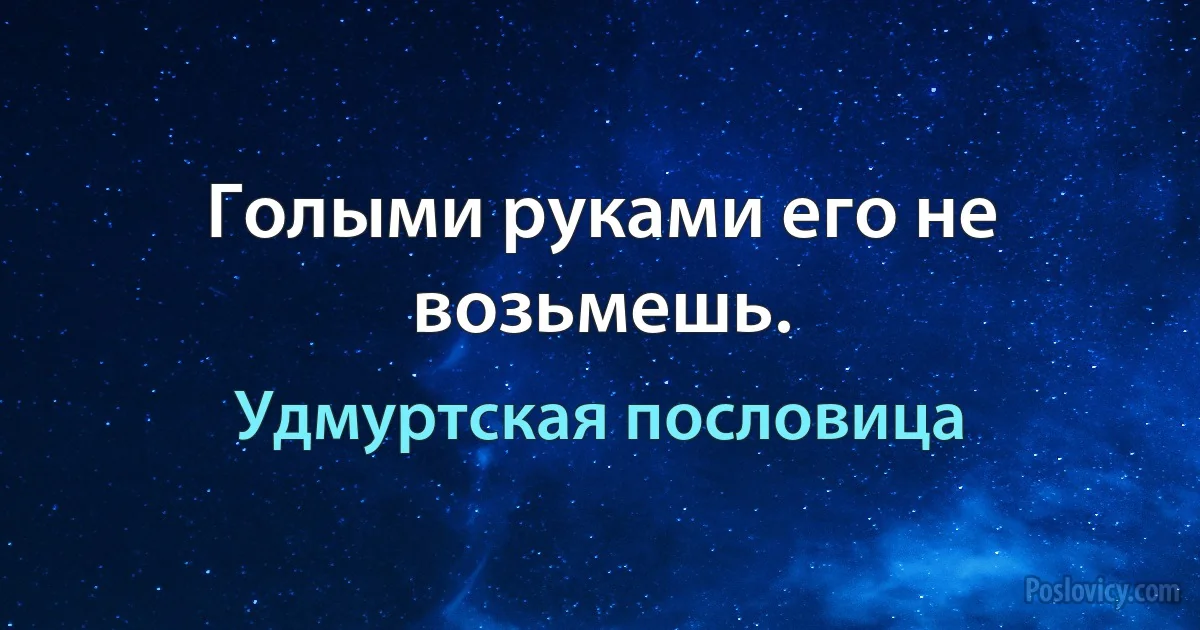 Голыми руками его не возьмешь. (Удмуртская пословица)