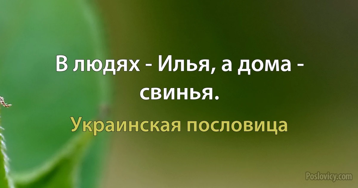 В людях - Илья, а дома - свинья. (Украинская пословица)