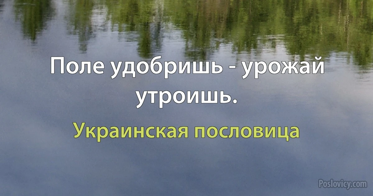 Поле удобришь - урожай утроишь. (Украинская пословица)