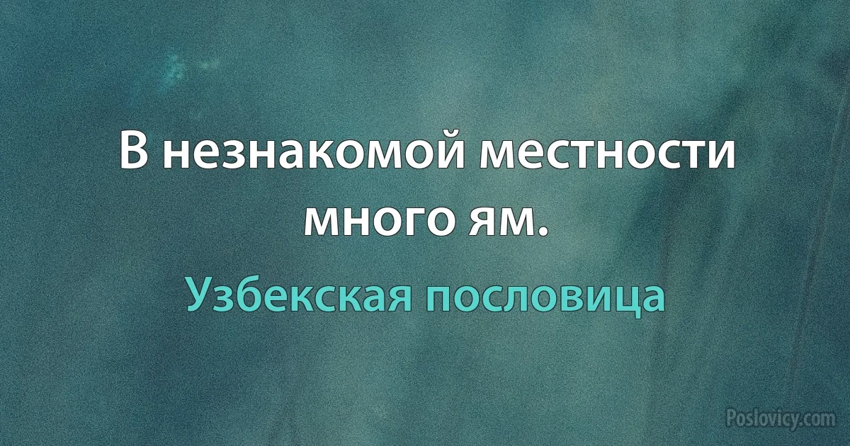 В незнакомой местности много ям. (Узбекская пословица)