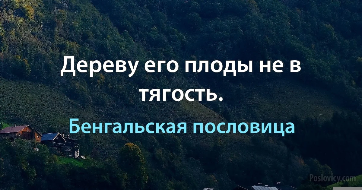 Дереву его плоды не в тягость. (Бенгальская пословица)