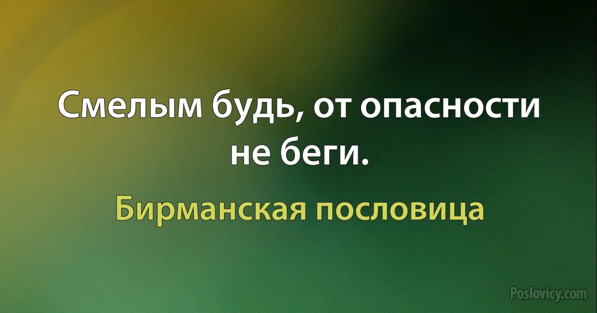 Смелым будь, от опасности не беги. (Бирманская пословица)