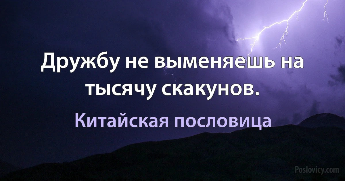 Дружбу не выменяешь на тысячу скакунов. (Китайская пословица)