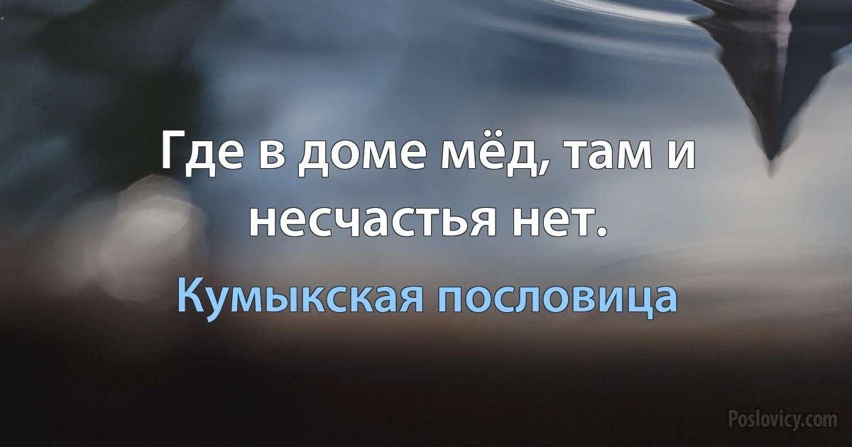 Где в доме мёд, там и несчастья нет. (Кумыкская пословица)