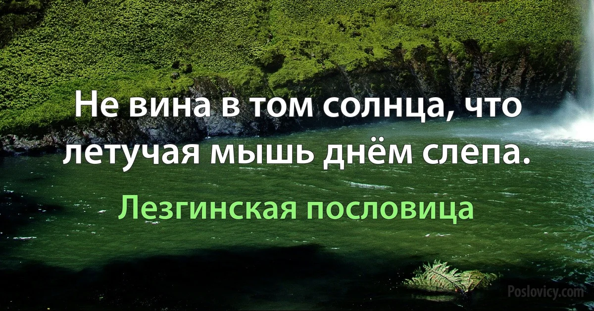 Не вина в том солнца, что летучая мышь днём слепа. (Лезгинская пословица)