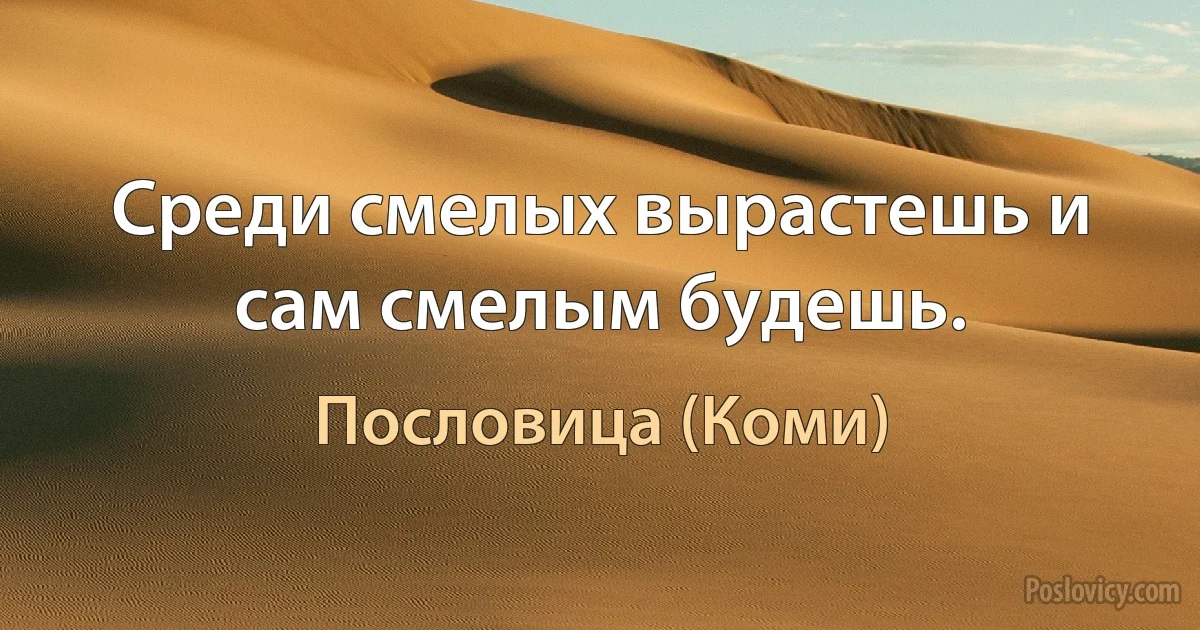 Среди смелых вырастешь и сам смелым будешь. (Пословица (Коми))