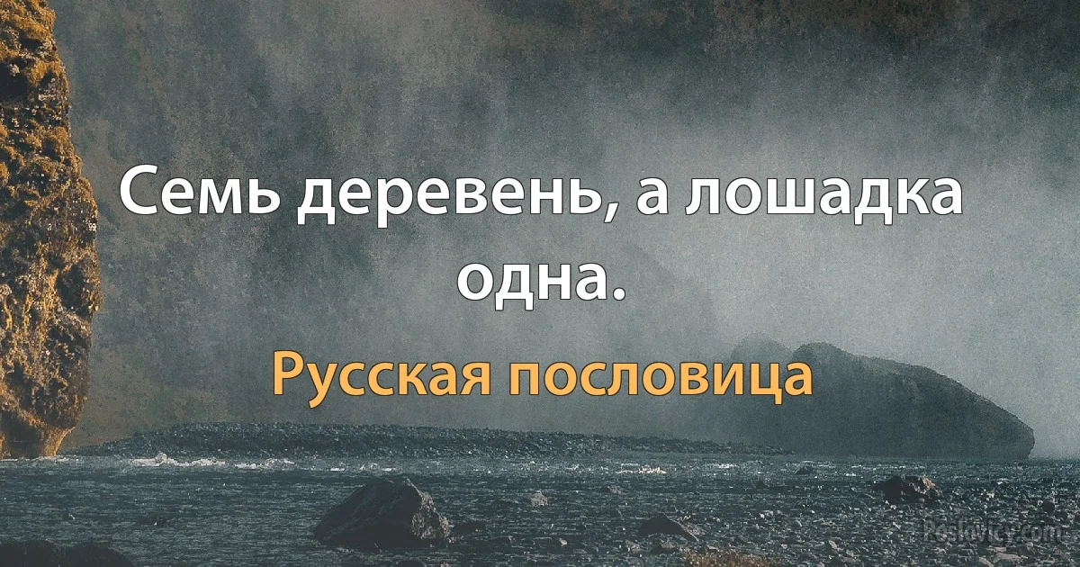 Семь деревень, а лошадка одна. (Русская пословица)