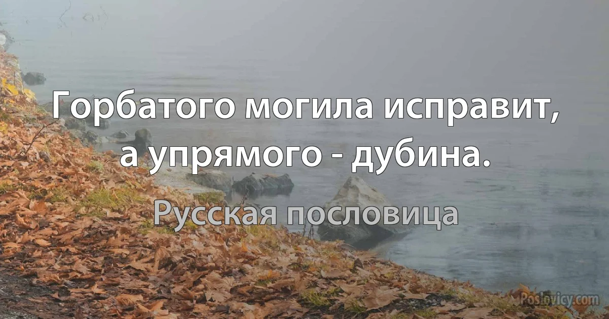 Горбатого могила исправит, а упрямого - дубина. (Русская пословица)