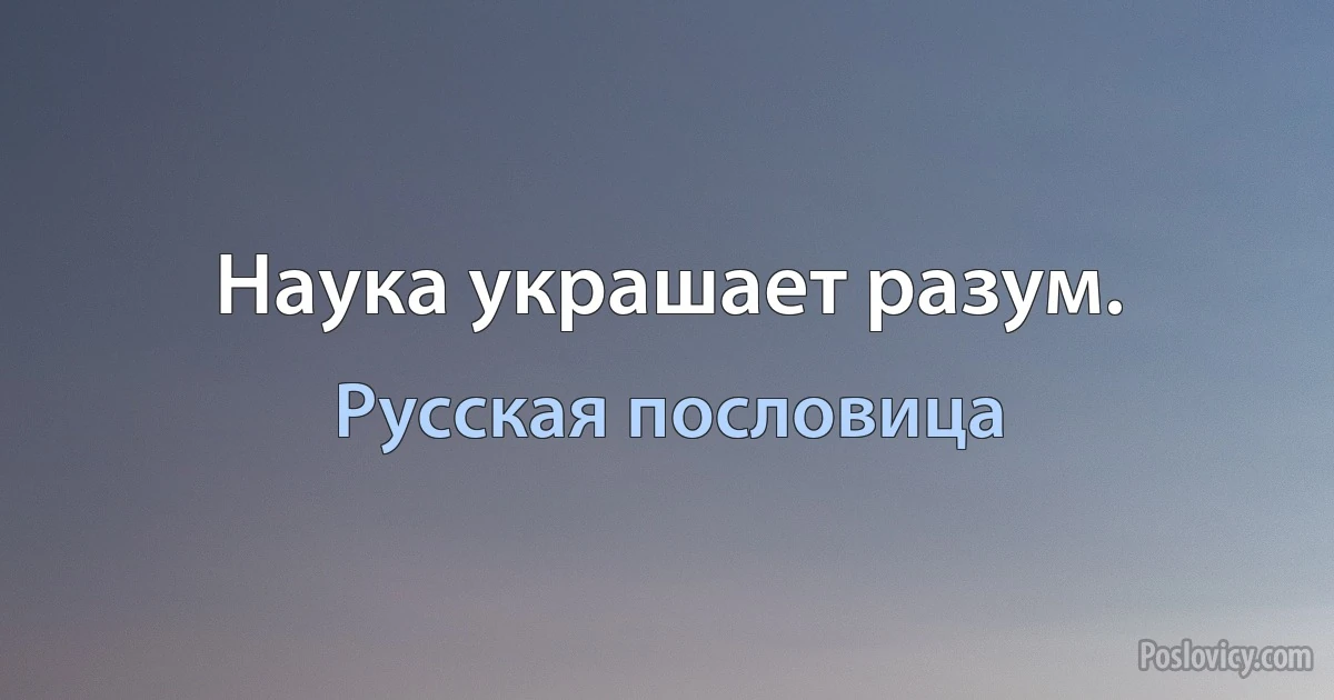 Наука украшает разум. (Русская пословица)