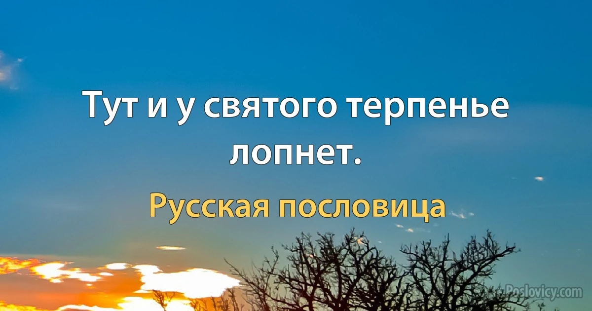 Тут и у святого терпенье лопнет. (Русская пословица)