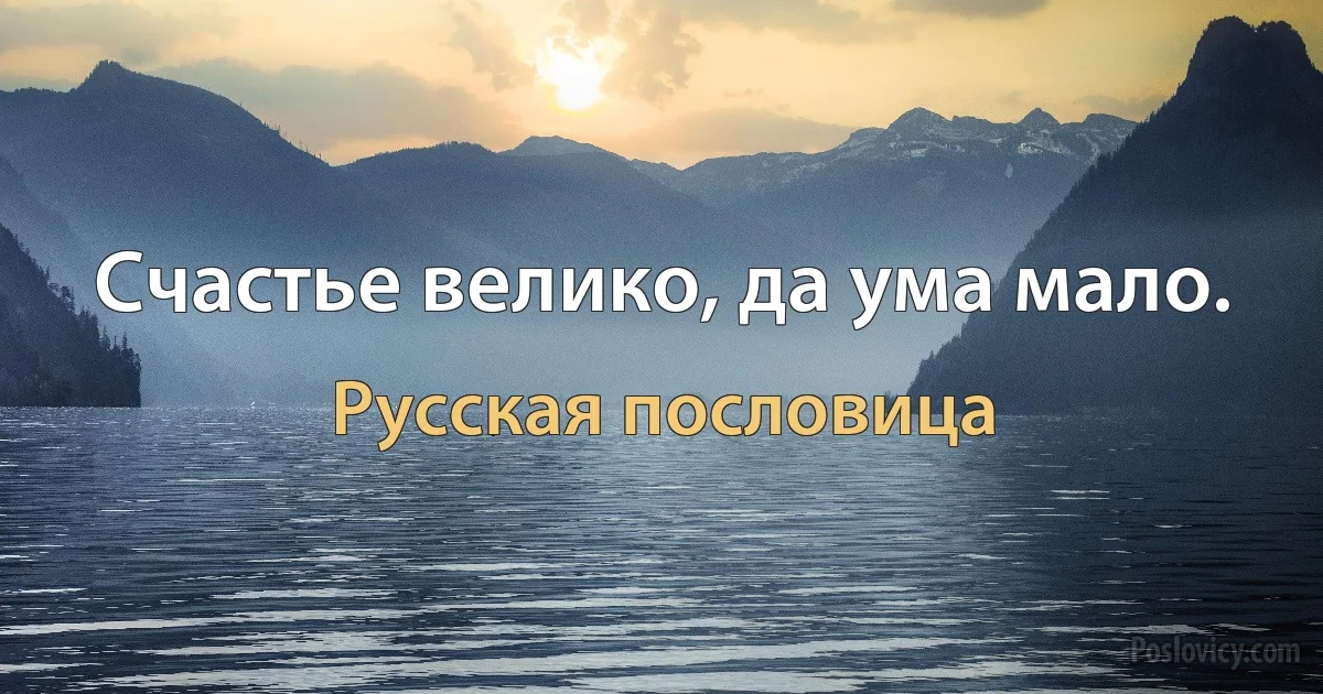 Счастье велико, да ума мало. (Русская пословица)