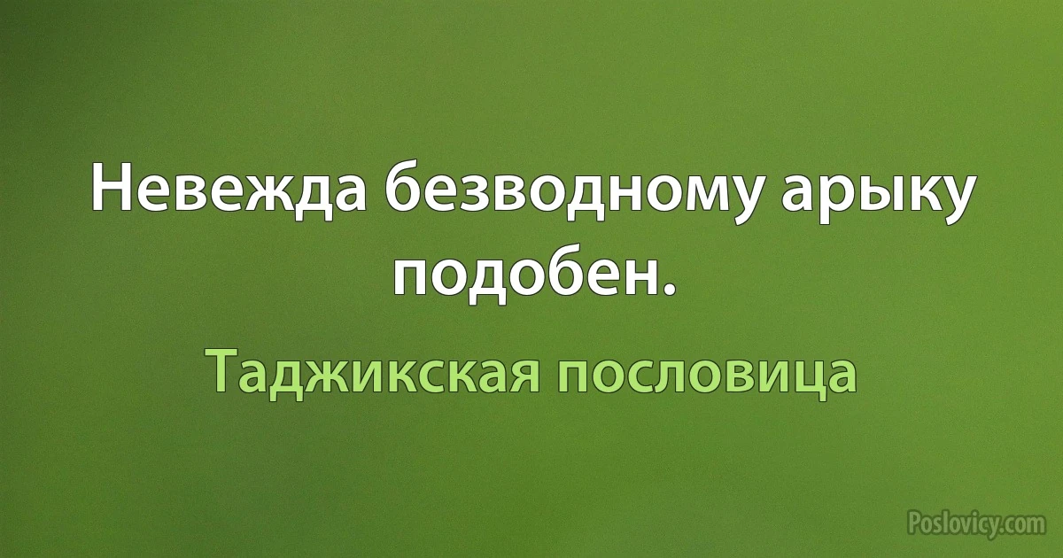 Невежда безводному арыку подобен. (Таджикская пословица)