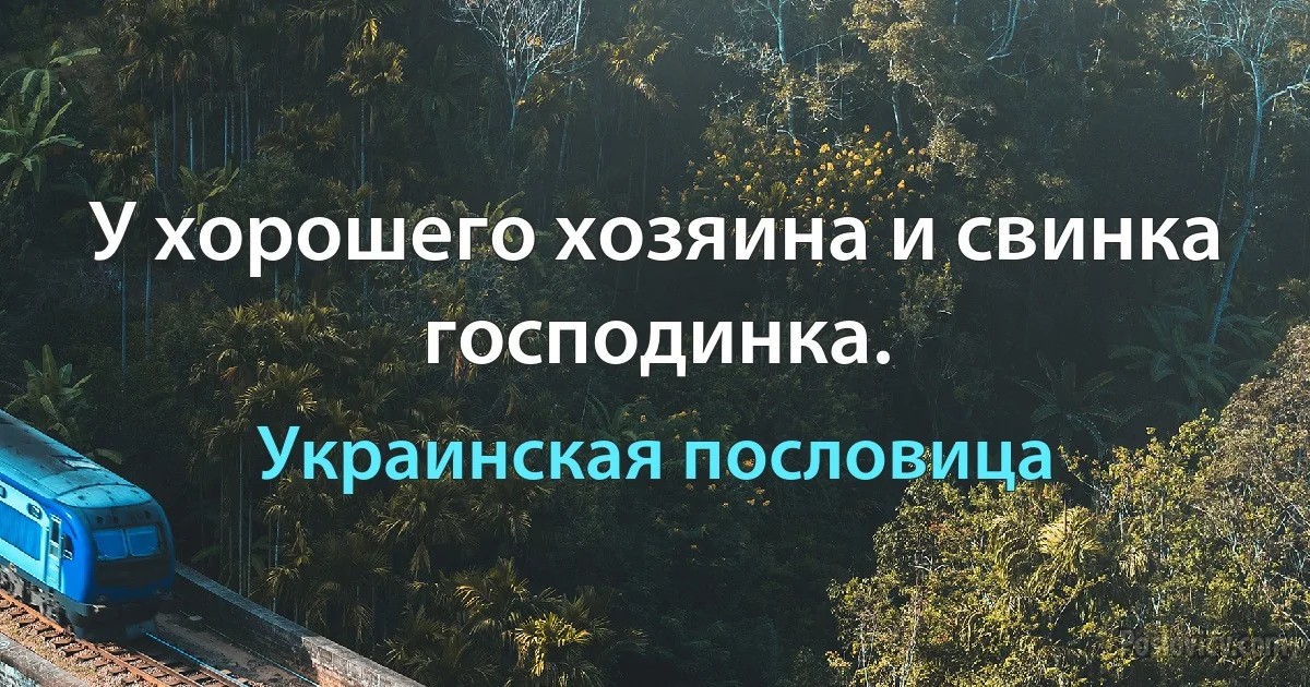 У хорошего хозяина и свинка господинка. (Украинская пословица)