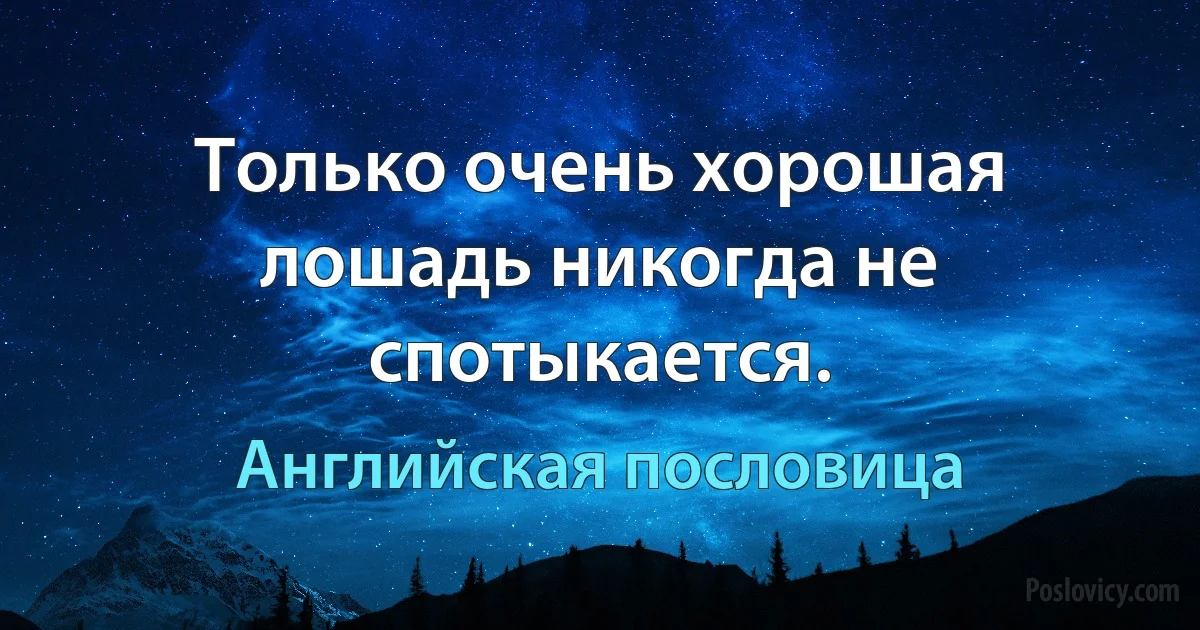 Только очень хорошая лошадь никогда не спотыкается. (Английская пословица)