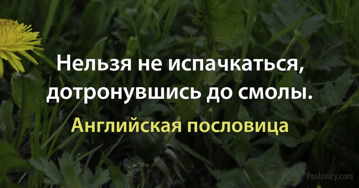 Нельзя не испачкаться, дотронувшись до смолы. (Английская пословица)