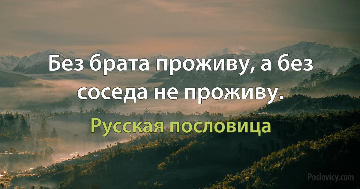 Без брата проживу, а без соседа не проживу. (Русская пословица)