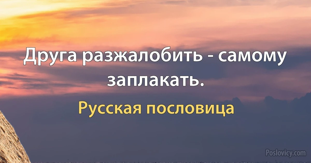 Друга разжалобить - самому заплакать. (Русская пословица)