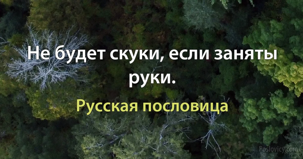 Не будет скуки, если заняты руки. (Русская пословица)