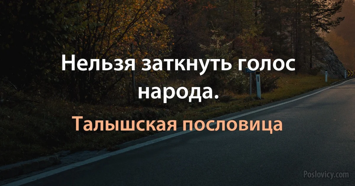 Нельзя заткнуть голос народа. (Талышская пословица)