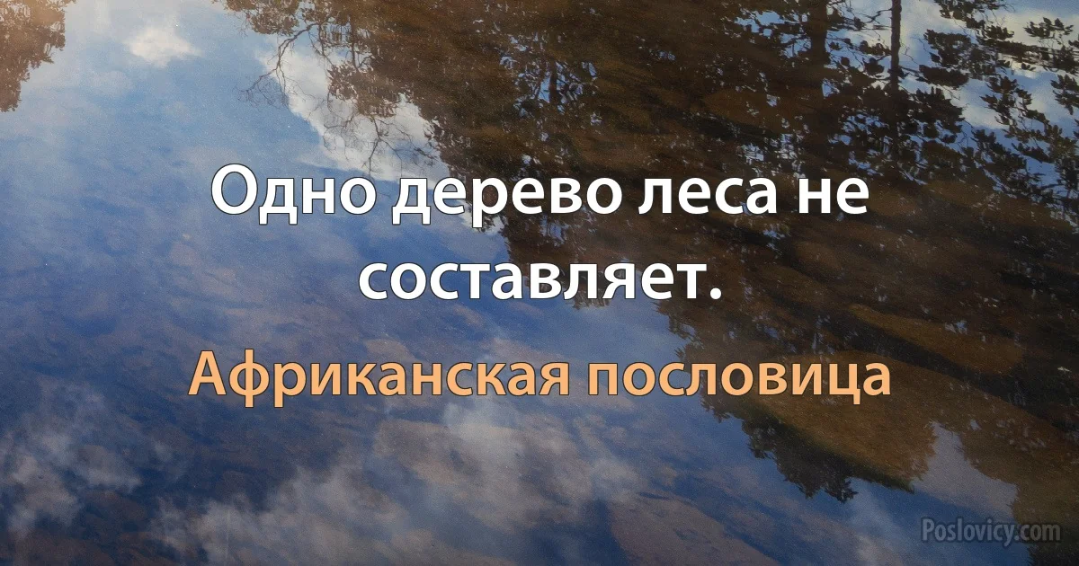 Одно дерево леса не составляет. (Африканская пословица)