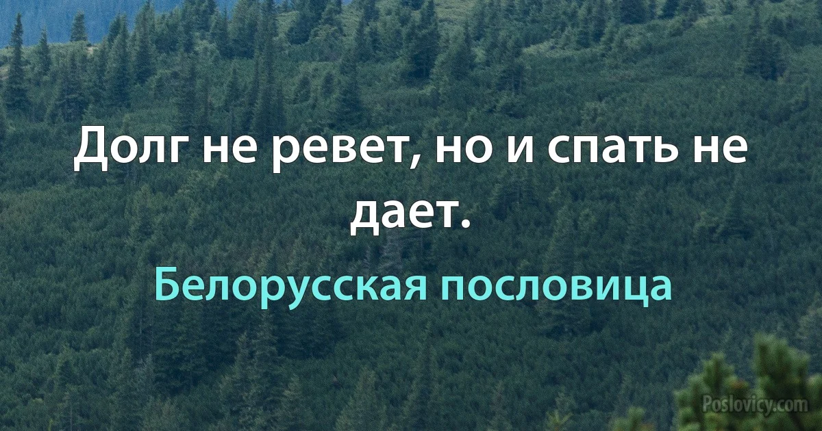 Долг не ревет, но и спать не дает. (Белорусская пословица)