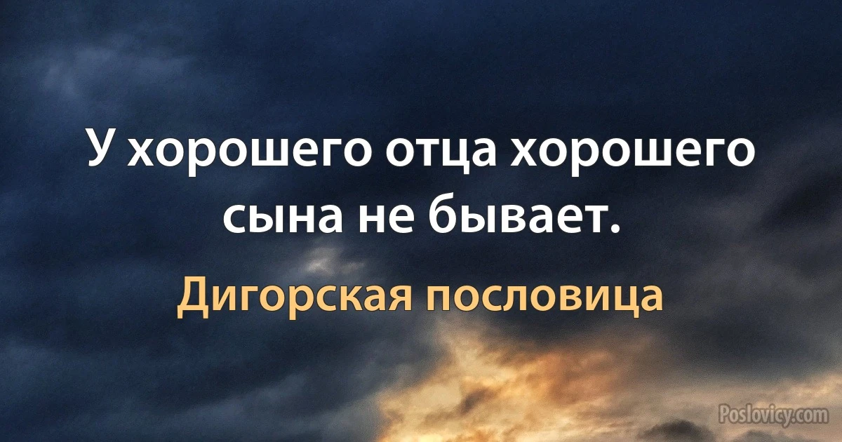 У хорошего отца хорошего сына не бывает. (Дигорская пословица)