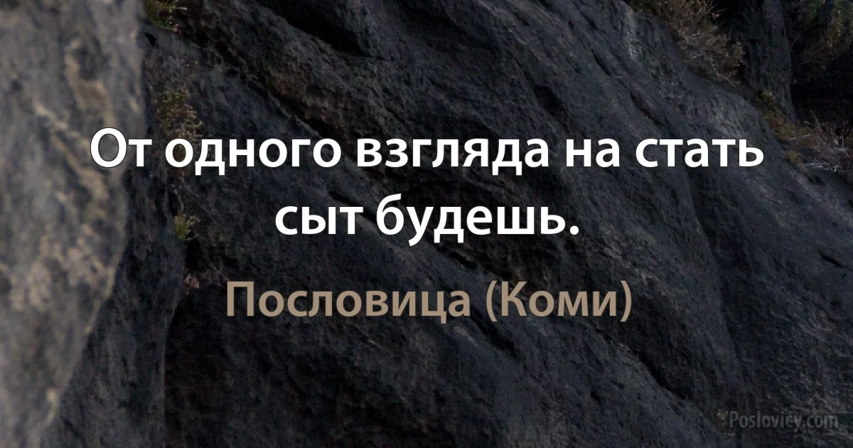 От одного взгляда на стать сыт будешь. (Пословица (Коми))