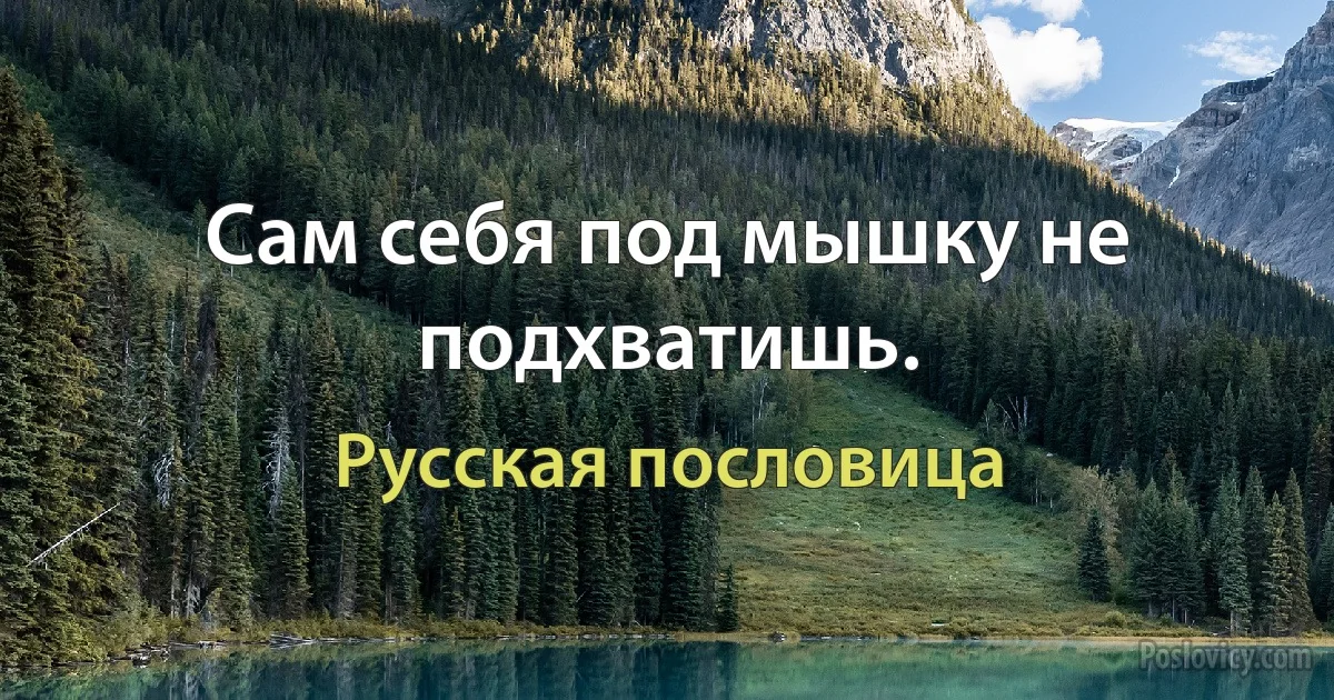 Сам себя под мышку не подхватишь. (Русская пословица)