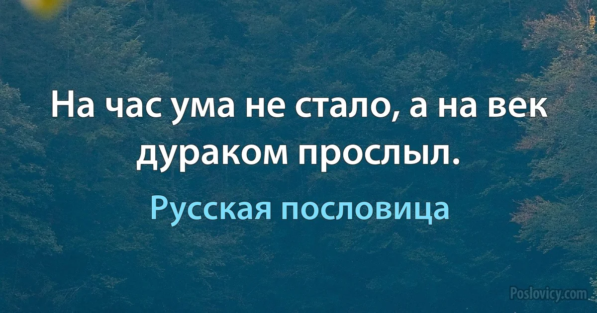 На час ума не стало, а на век дураком прослыл. (Русская пословица)