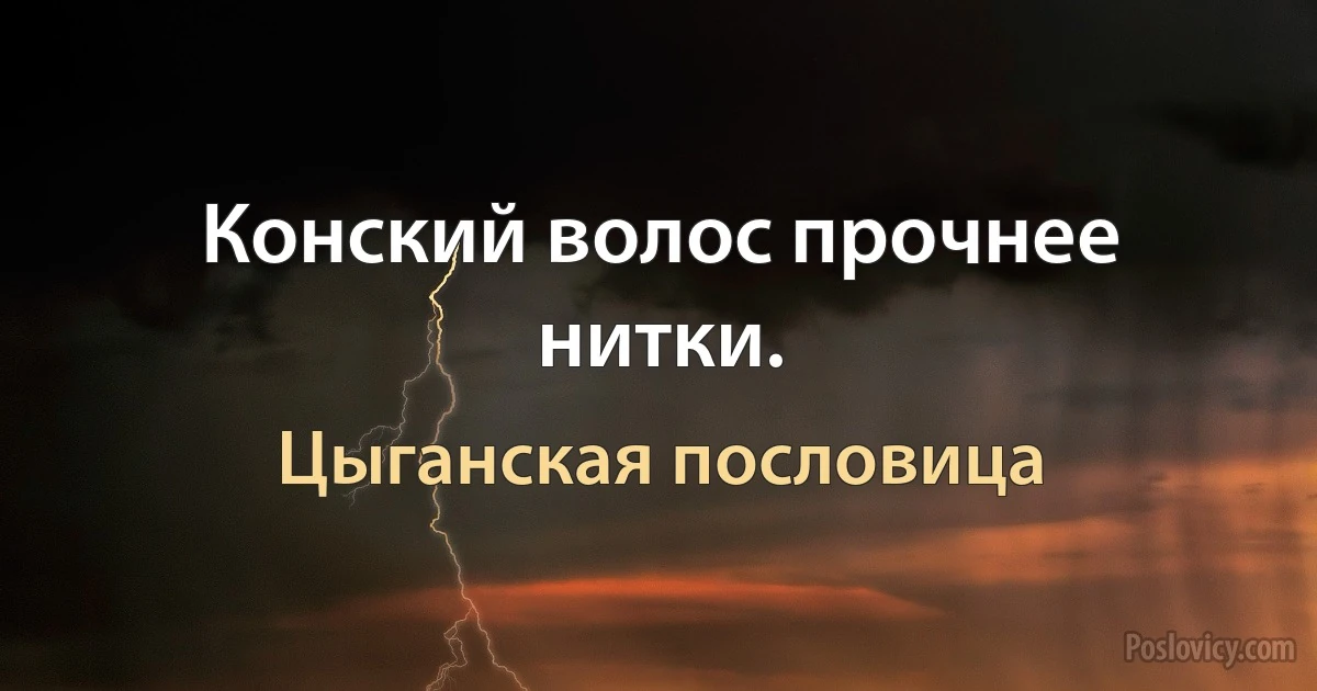 Конский волос прочнее нитки. (Цыганская пословица)