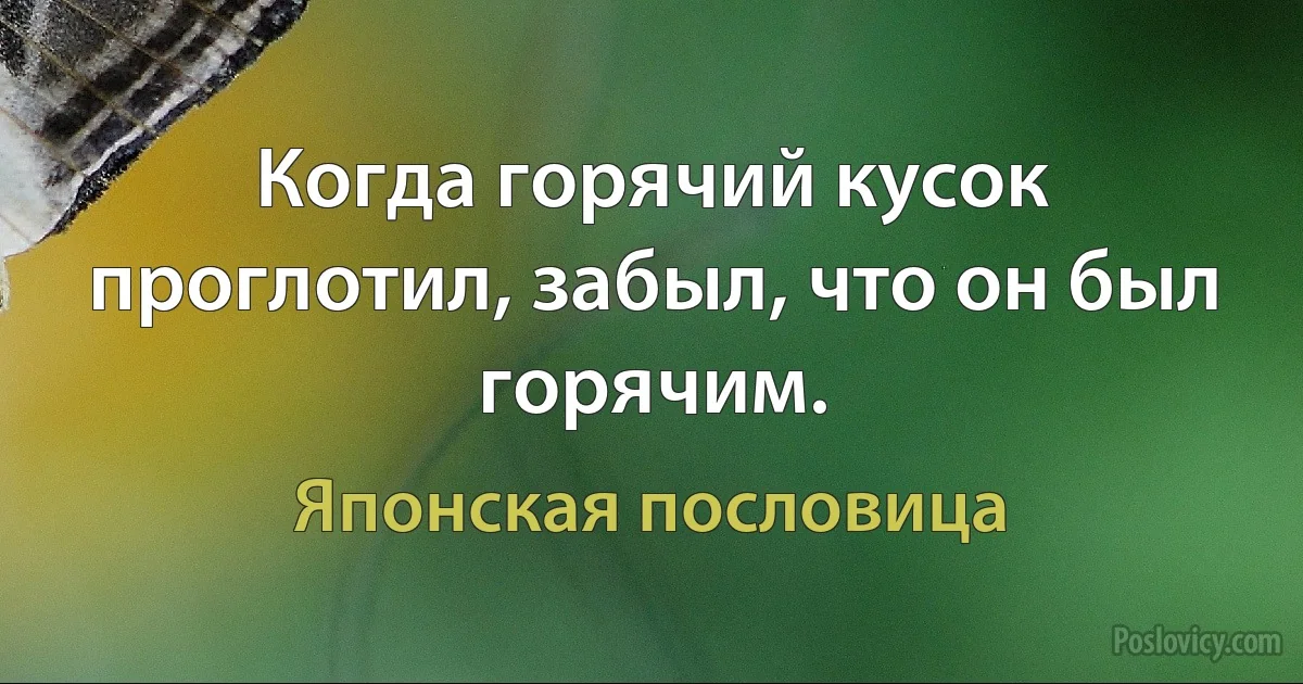 Когда горячий кусок проглотил, забыл, что он был горячим. (Японская пословица)