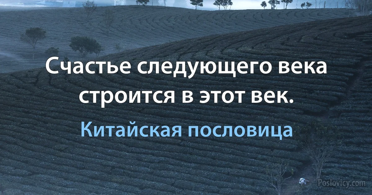 Счастье следующего века строится в этот век. (Китайская пословица)