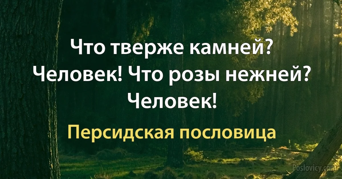 Что тверже камней? Человек! Что розы нежней? Человек! (Персидская пословица)