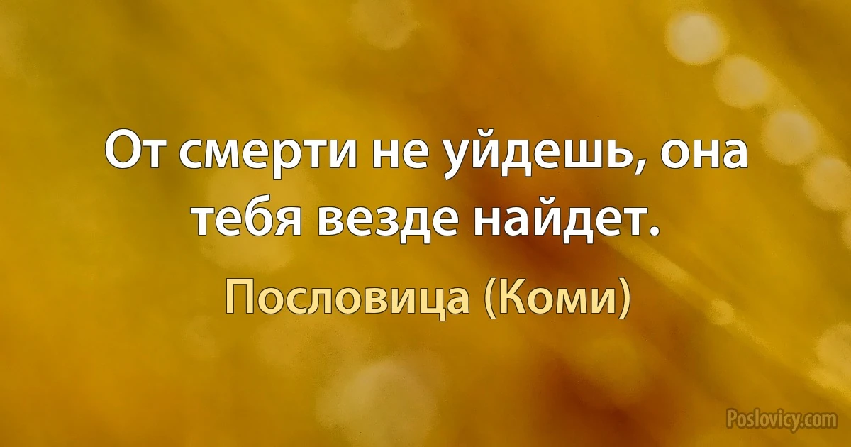 От смерти не уйдешь, она тебя везде найдет. (Пословица (Коми))