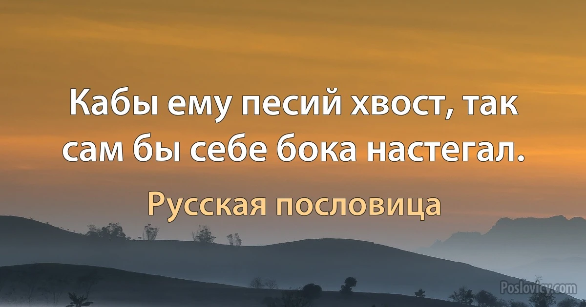 Кабы ему песий хвост, так сам бы себе бока настегал. (Русская пословица)