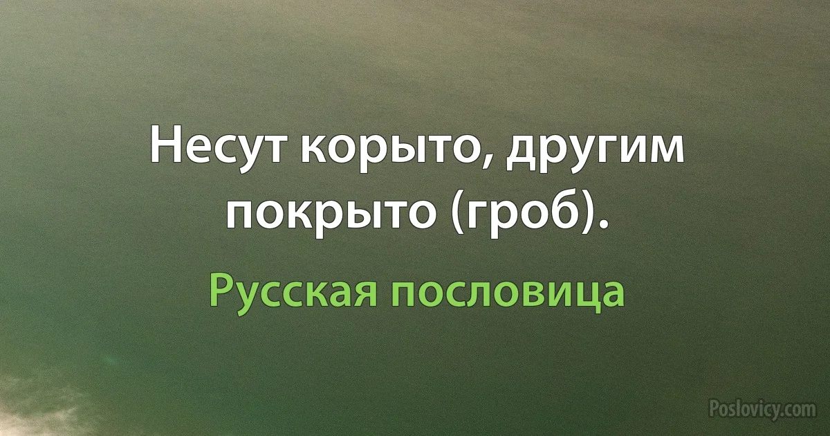 Несут корыто, другим покрыто (гроб). (Русская пословица)