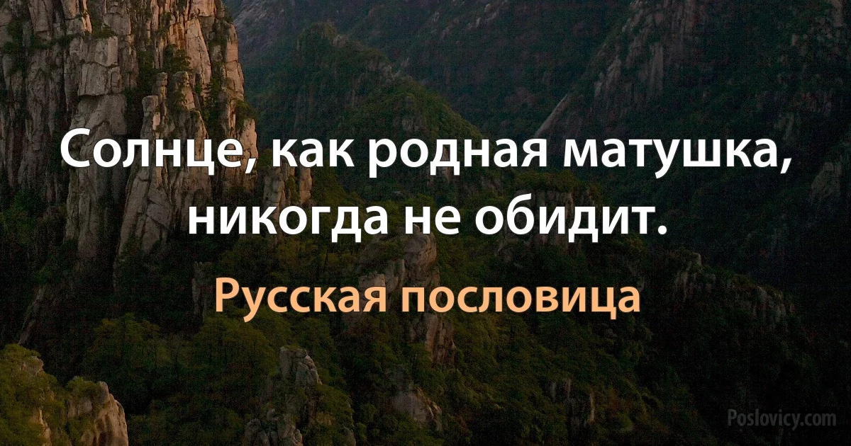 Солнце, как родная матушка, никогда не обидит. (Русская пословица)