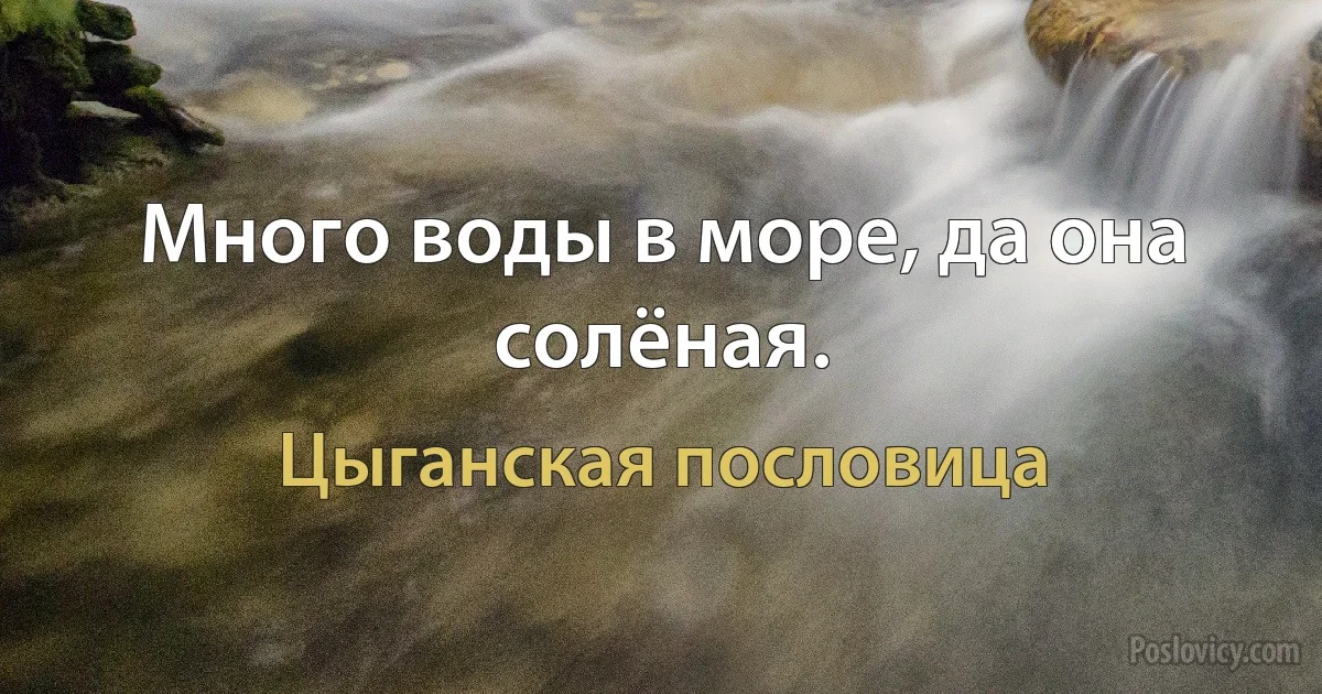 Много воды в море, да она солёная. (Цыганская пословица)