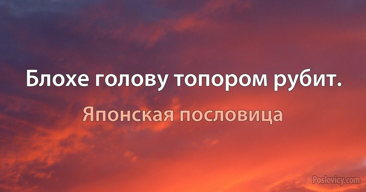 Блохе голову топором рубит. (Японская пословица)