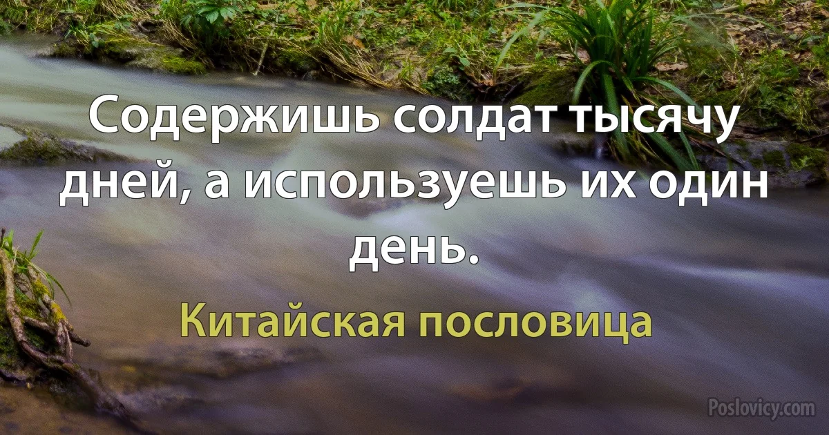 Содержишь солдат тысячу дней, а используешь их один день. (Китайская пословица)