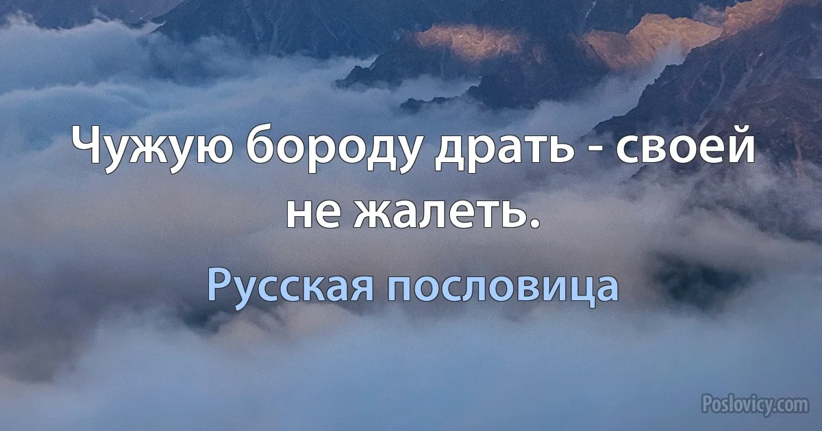 Чужую бороду драть - своей не жалеть. (Русская пословица)