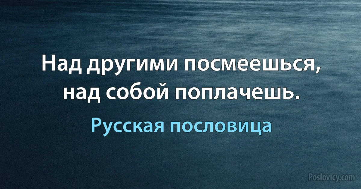 Над другими посмеешься, над собой поплачешь. (Русская пословица)