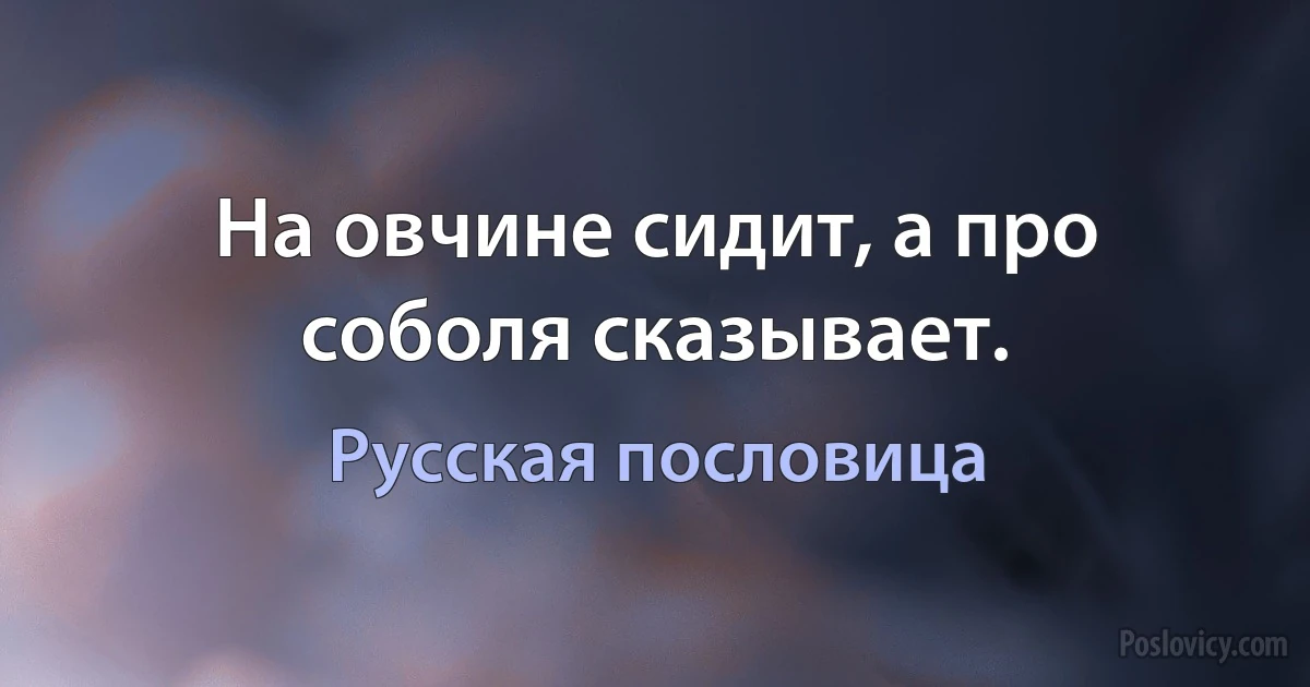 На овчине сидит, а про соболя сказывает. (Русская пословица)