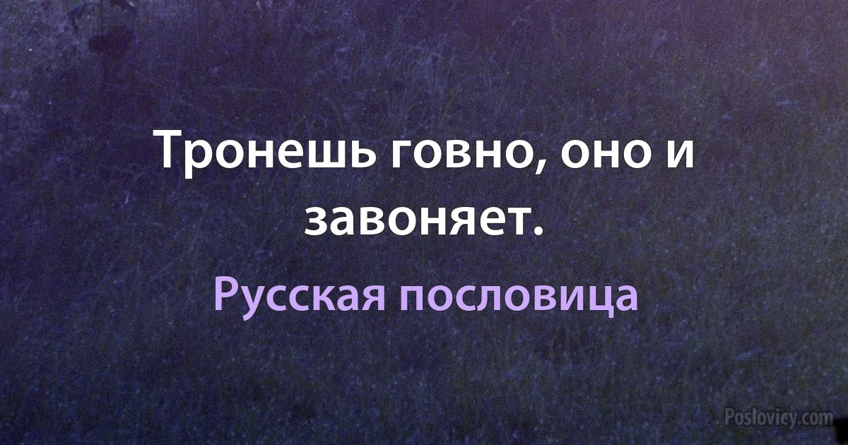 Тронешь говно, оно и завоняет. (Русская пословица)