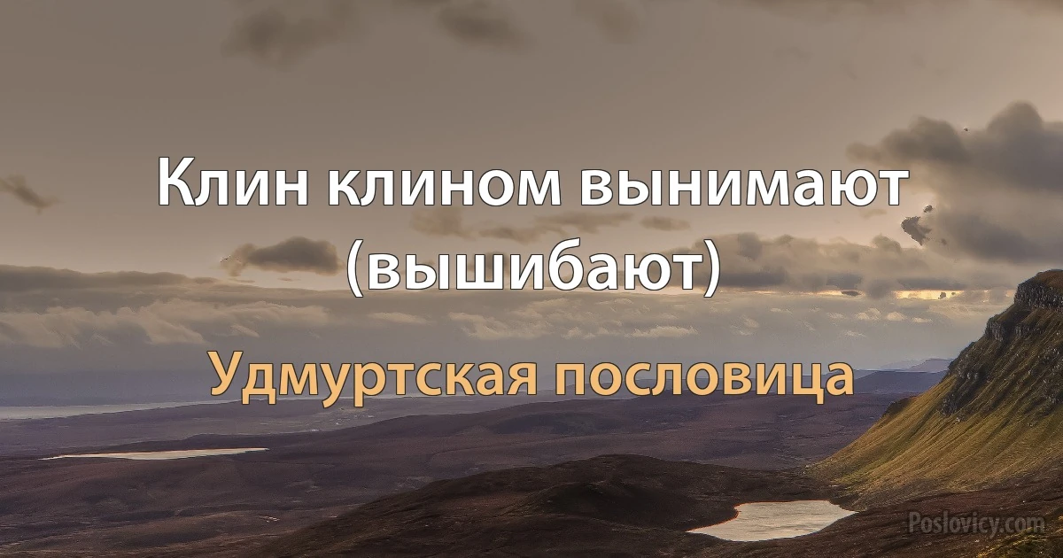 Клин клином вынимают (вышибают) (Удмуртская пословица)