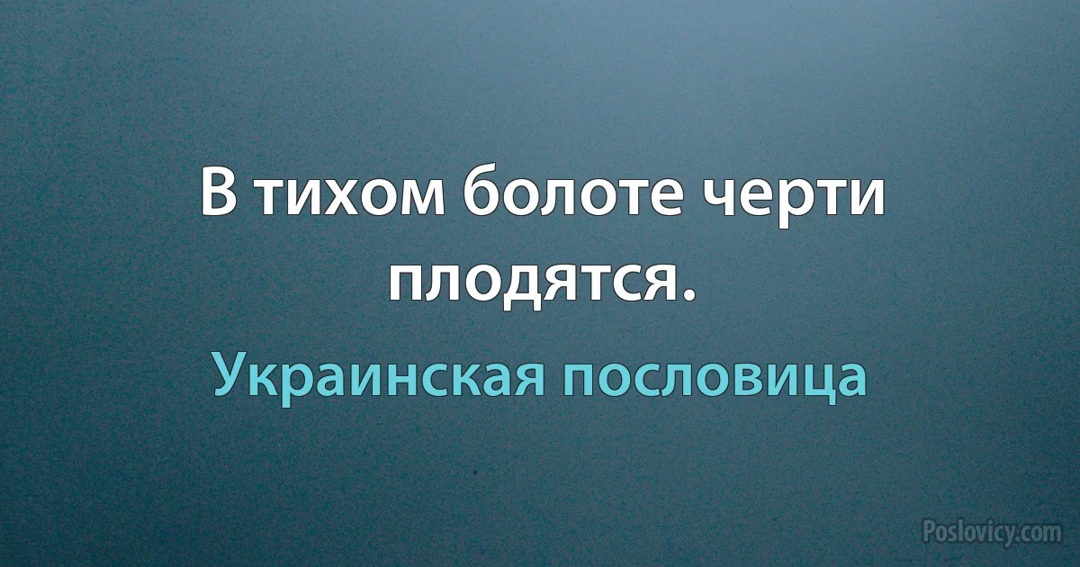 В тихом болоте черти плодятся. (Украинская пословица)