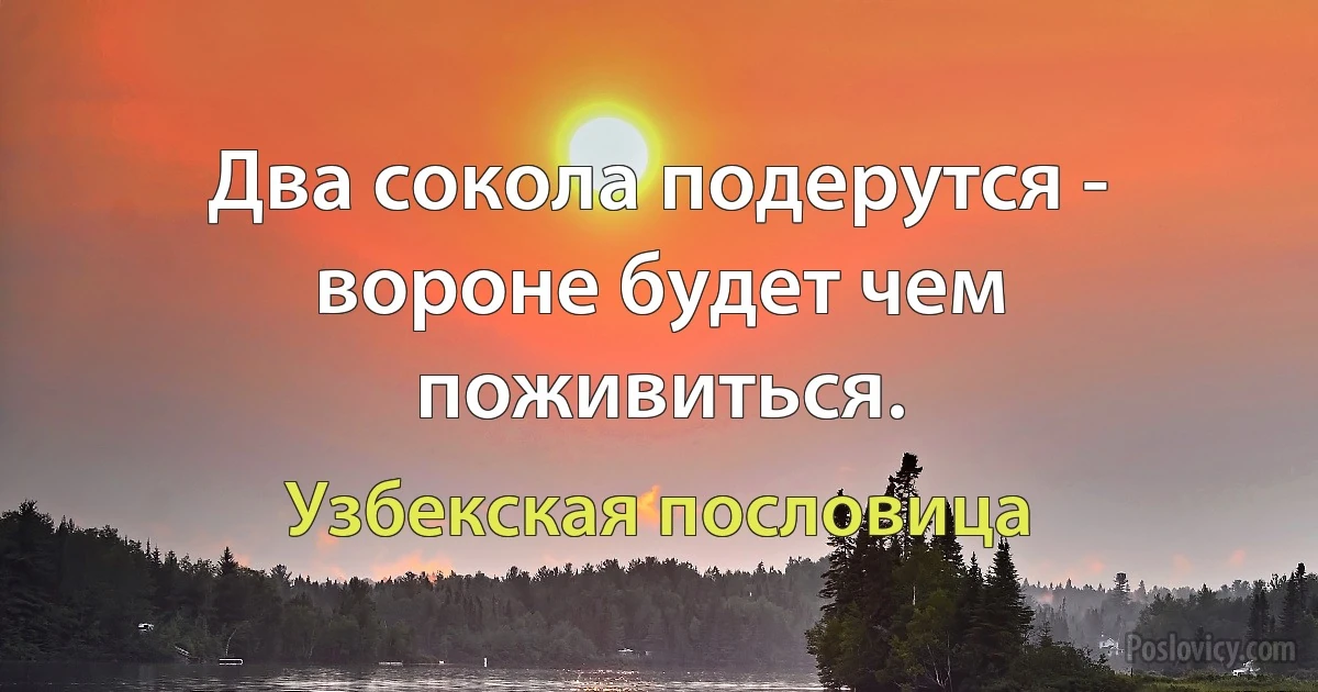 Два сокола подерутся - вороне будет чем поживиться. (Узбекская пословица)