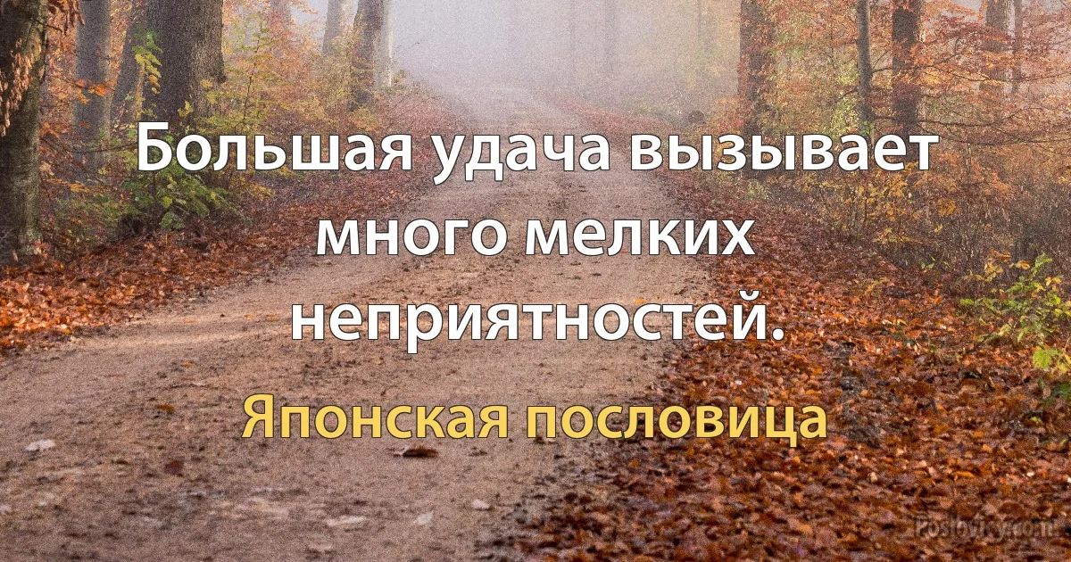 Большая удача вызывает много мелких неприятностей. (Японская пословица)