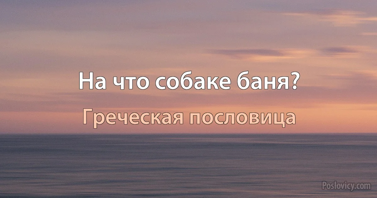 На что собаке баня? (Греческая пословица)